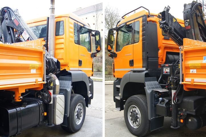 Trijų pusių savivartis sunkvežimis MAN TGS 18.320 BL 4x4 /HIAB 088 B-2/ Winterdienst