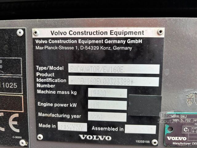 Hjulgrävare Volvo EW 160 E 3D / TILT / AC / CENTRAL LUBRICATION /...