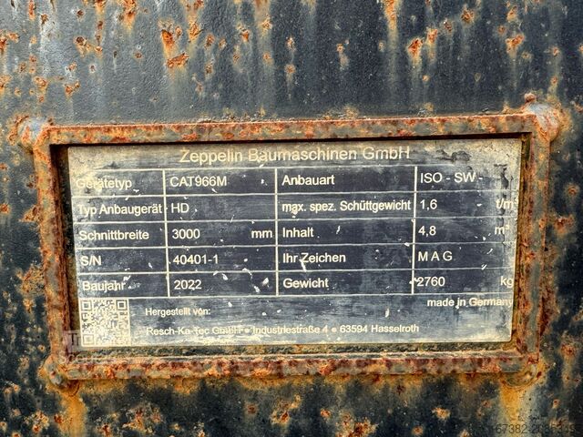 Standaard bak Zeppelin WP-125.40-300 ISO Volvo L150/180/220