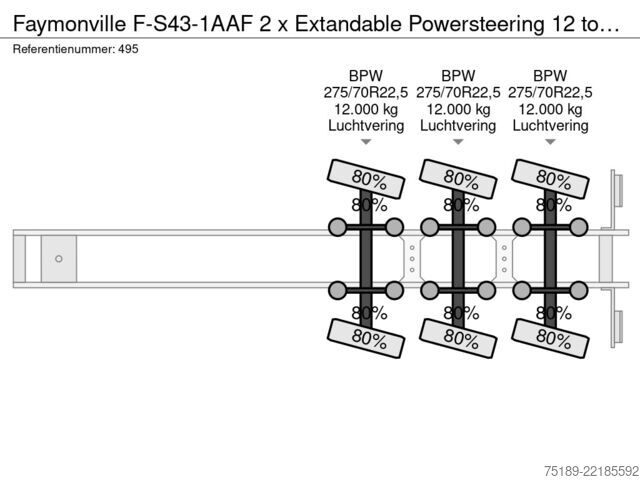 Remorque à plate-forme Faymonville F-S43-1AAF 2 x Extandable Powersteering 12 tons...