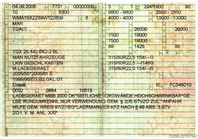 Dobozos teherautó MAN TGX 26.400 6x2/Elektrische Faltwand/Lenkachse