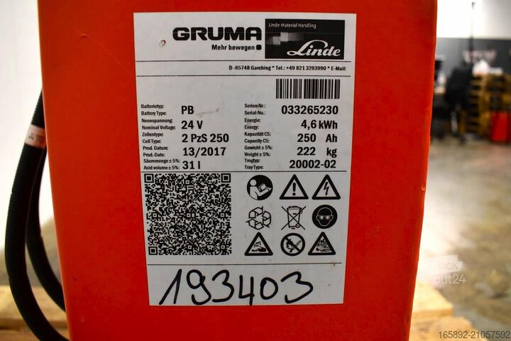 Heftruckaccu GRUMA 24 Volt 2 PzS 250 Ah
