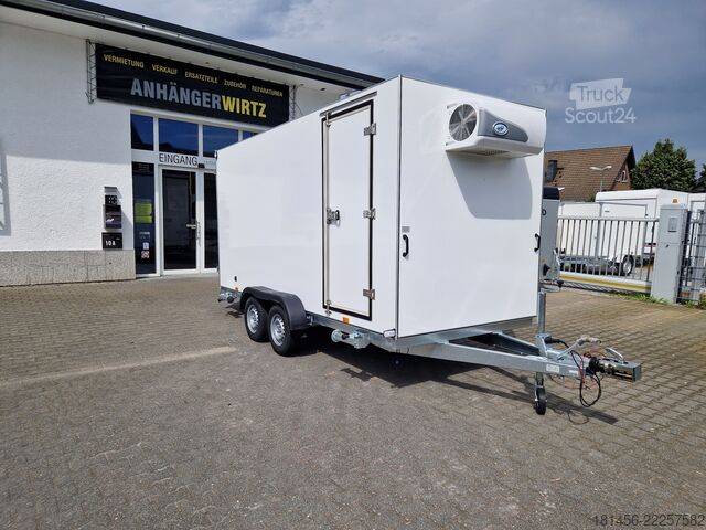 Chladiareň dodávka trailershop großer Lebensmittel Kühlanhänger Aluwanne mit Seitentür 230V Arktik 2000 Kühlung