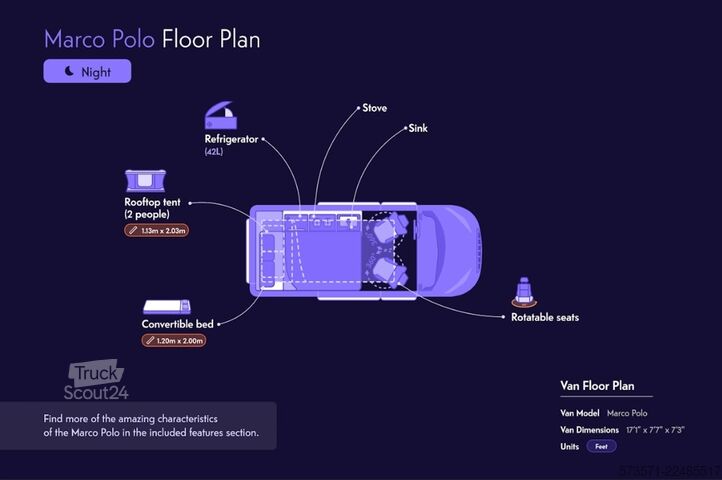 عربة تخييم Mercedes Marco Polo 2021 | Automática | Techo elevable