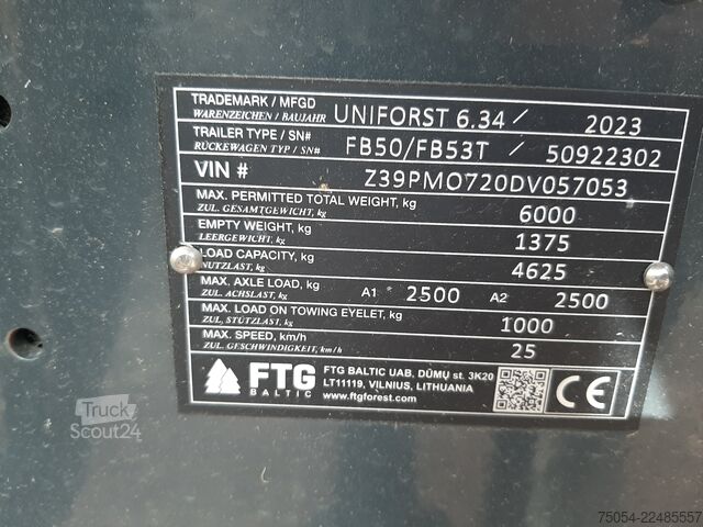 Remorque à grumes Uniforest Rückehänger Uniforst 6.34 mit Kran
