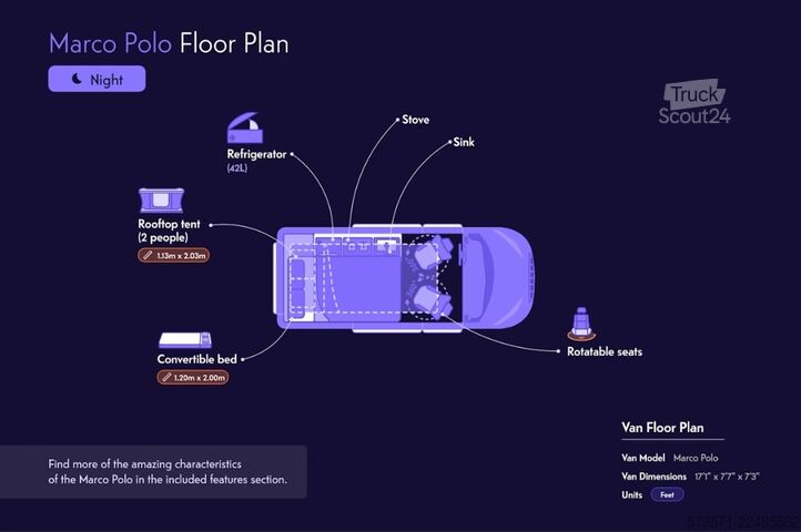Caravane/camping-car Mercedes Marco Polo 2022 | Automática | Techo elevable
