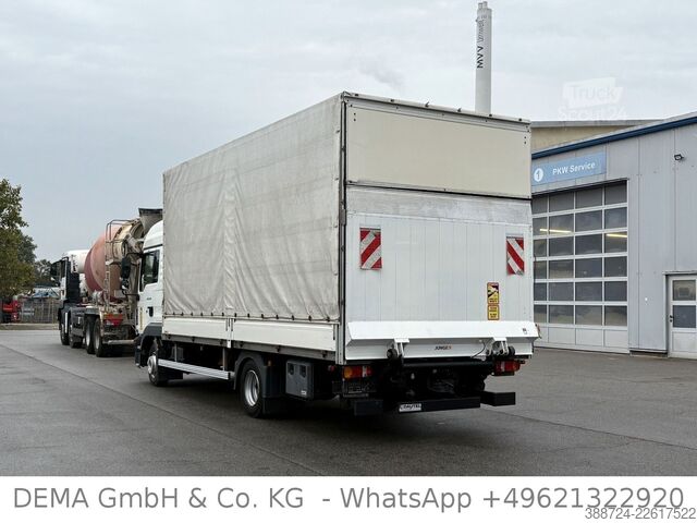 Transportador con plataforma y toldo MAN TGL 8.250*E6d*LBW*Klima*Navi*TÜV*AHK* 2 Liegen*