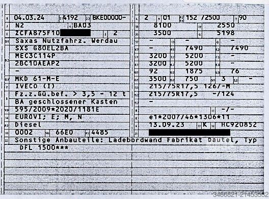 Dubă cu caroserie tip cutie IVECO EUROCARGO ML 75E21/P Koffer Luftfederung LBW DFL