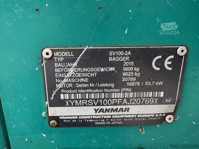 Mini-pelle Yanmar SV 100 - 2A rupsgraafmachine