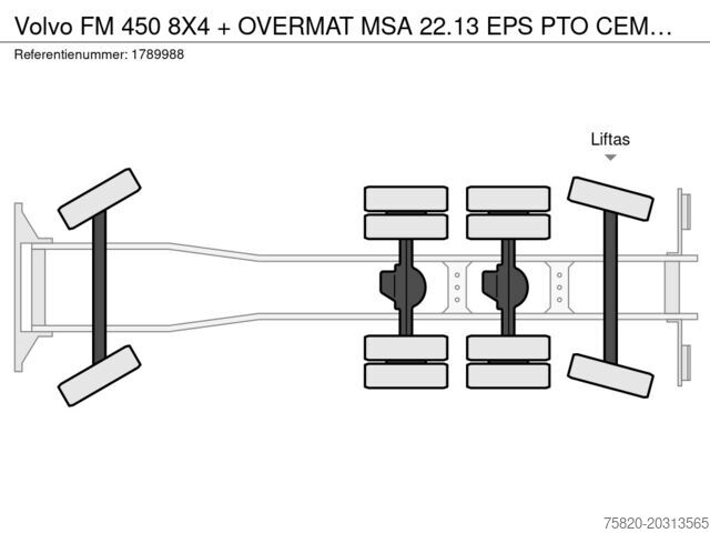 Pompe à béton Volvo FM 450 8X4 + OVERMAT MSA 22.13 EPS PTO CEMENT/M...