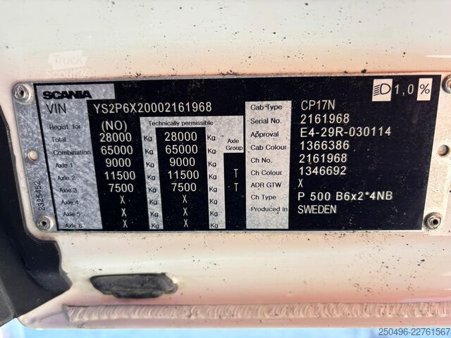  Scania P 500 6x2*4 9 TON FRONT AXLE / RETARDER