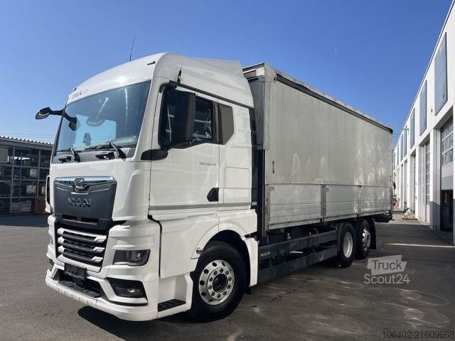 Φορτηγό πλατφόρμα με μουσαμά MAN TGX 25.510 6x2-4 BL mit Hänger, Aufbau