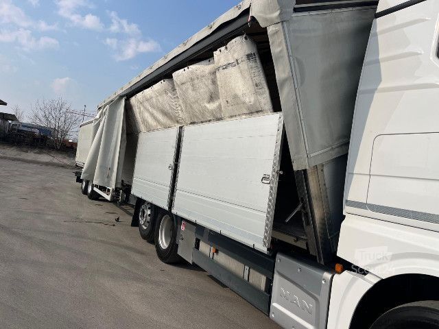 Φορτηγό πλατφόρμα με μουσαμά MAN TGX 25.510 6x2-4 BL mit Hänger, Aufbau