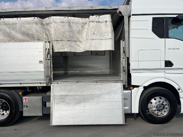 Φορτηγό πλατφόρμα με μουσαμά MAN TGX 25.510 6x2-4 BL mit Hänger, Aufbau