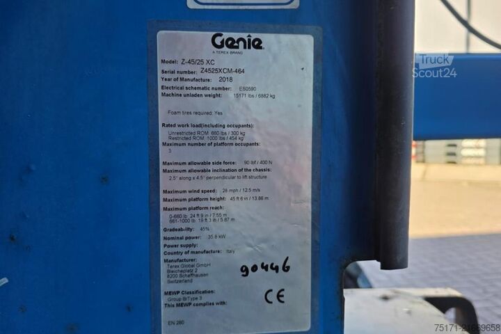 Gelenkteleskoparbeitsbühne Genie Z45/25 XC Diesel, 4x4 Drive, 16m Working Height, 7