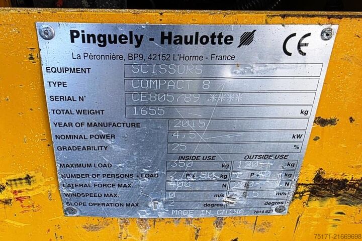 Scherenhebebühne Haulotte Compact 8 Electric, 8.2m Working Height, 350kg Cap