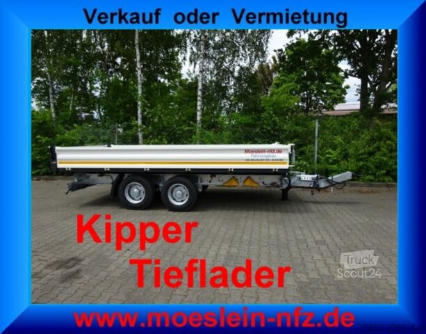 Самосвално ремарке Möslein TTD 11 Weiß  neuer Tandem 3- Seitenkipper Tieflader-- Neufahrzeug --