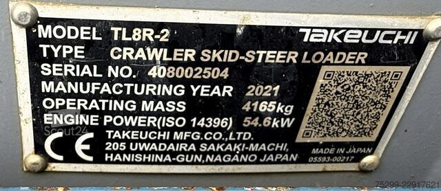 2021 تاكيوشي TL8R-2 Takeuchi TL8R-2