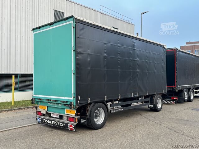 Lastbil med lad og presenning med vogntog (Pritsche & Plane Zug) DAF XF480 Schiebeplane-Zug Bordwände Lenkach