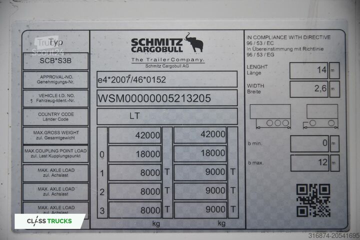 Refrižeratorinė puspriekabė SCHMITZ CARGOBULL SKO DoubleDeck FP60 SLXi300 Lifting Axle
