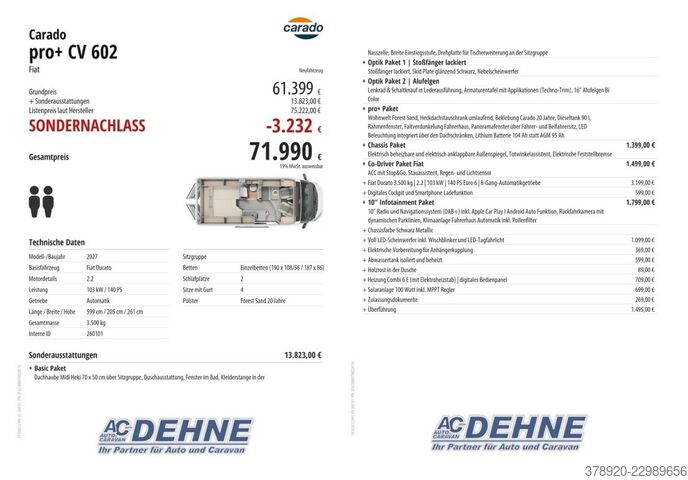 Asuntoauto CARADO pro+ CV 602 Fiat