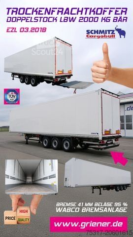 Skříňový návěs SCHMITZ CARGOBULL SKO 24/DOPPELSTOCK / LBW 2000 kg UFB LASI 12642