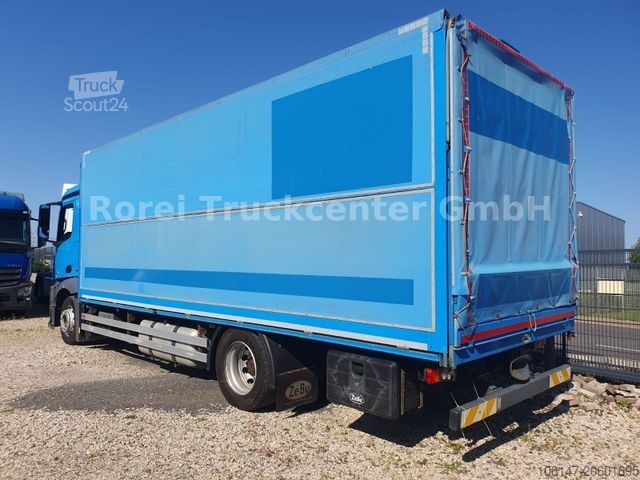 Camión plataforma con toldo MERCEDES-BENZ 1830L Antos E6, M-Haus, Klima, AHK,