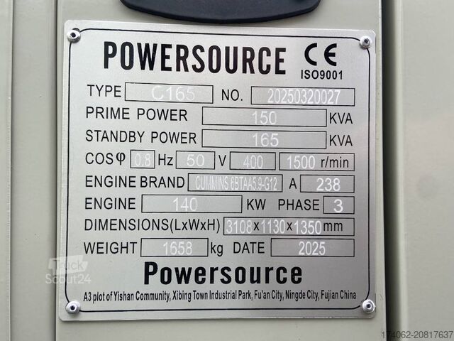 Agregado Cummins 6BTAA5.9-G12 - 165 kVA Generator - DPX-19838