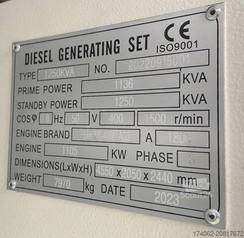 Agregado Perkins 4008TAG3 - 1250 kVA Open Genset - DPX-19821-O