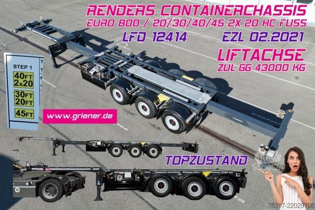 Полуремарке със сменяеми каросерии RENDERS EURO 800 / LIFT /20/30/40/45 2x 20 HC LIFTACHSE
