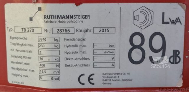 Lkw-Arbeitsbühne RUTHMANN TB 270 (TÜV und UVV neu!)