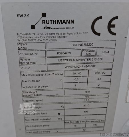 Lkw-Arbeitsbühne RUTHMANN NEUWAGEN, Ecoline RS200 (TÜV und UVV neu!)