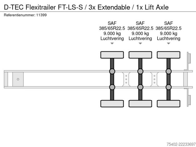 Transport de conteneurs D-TEC Flexitrailer FT-LS-S / 3x Extendable / 1x Lift ...