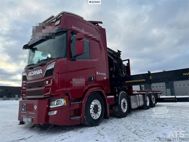 Krano sunkvežimis Scania R580 8x2 crane truck with 85 t/m Hiab crane – jib
