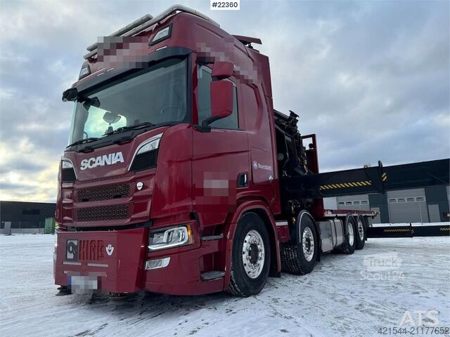 Krano sunkvežimis Scania R580 8x2 crane truck with 85 t/m Hiab crane – jib