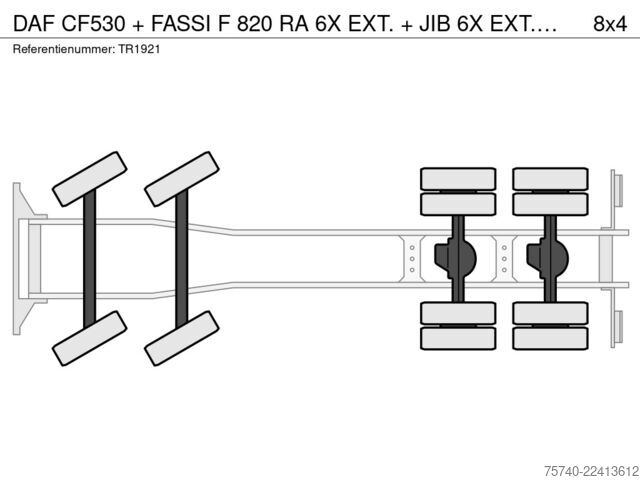 Kranbil DAF CF530 + FASSI F 820 RA 6X EXT.  +  JIB 6X EXT. ...