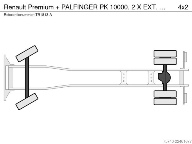 3-странен самосвал Renault Premium + PALFINGER PK 10000.  2 X EXT.  + REMO...