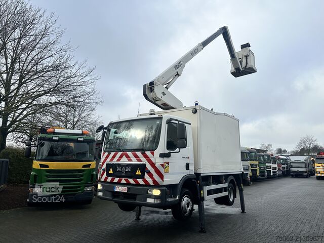 LKW mit Kofferaufbau MAN TGL 12.180 Koffer mit Ruthmann Versalift 14.90m