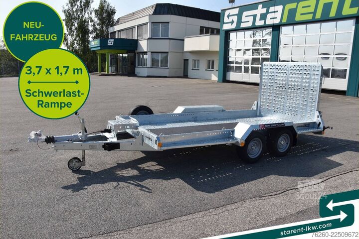Žemagrindė platforma priekaba BRIAN JAMES TRAILERS Digger Plant Schwerlast-Rampe 3,7x1,7m NEU