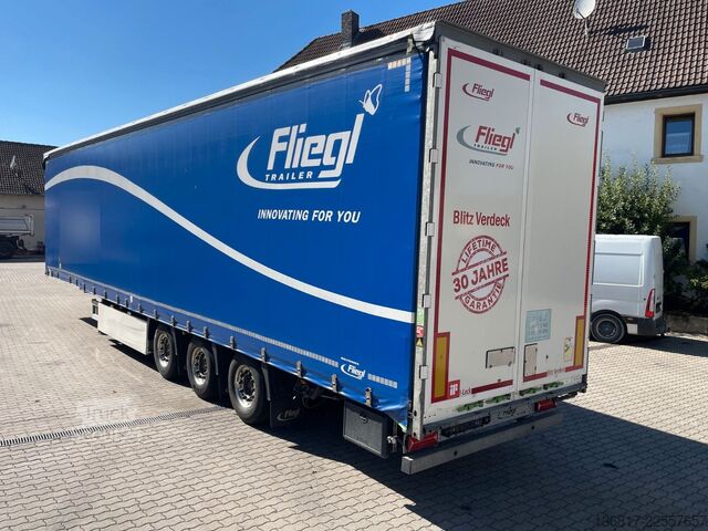 Semirremolque abierto con toldo FLIEGL SDS390 Mega Plane Edscha Liftachse Hubdach ice