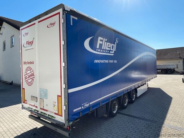 Semirremolque abierto con toldo FLIEGL SDS390 Mega Plane Edscha Liftachse Hubdach ice
