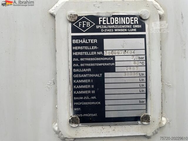 Siloauflieger Feldbinder KIP 38.3 Kippsilo 38 cbm Trommelbremse, Liftachse