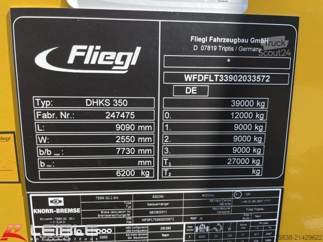 Tipper semitrailer FLIEGL DHKS350*24,5m³ Stahlmulde*StoneMaster*SAF-Achsen