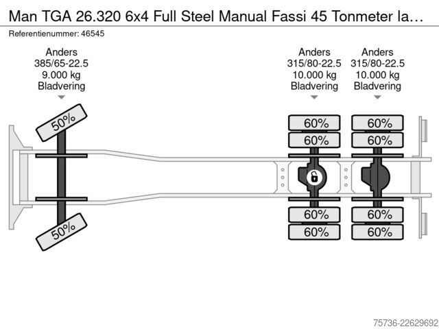 Ladepritsche Man TGA 26.320 6x4 Full Steel Manual Fassi 45 Tonme...