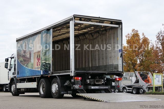 Camion plateau avec bâche RENAULT Premium 430 Getränkewagen Lift-/Lenkachse EU5