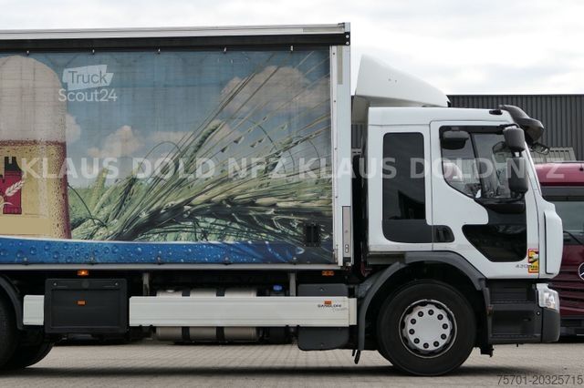 Camion plateau avec bâche RENAULT Premium 430 Getränkewagen Lift-/Lenkachse EU5