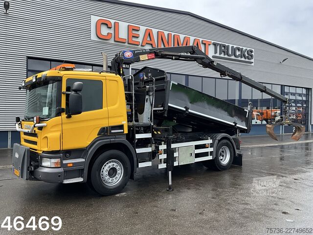 Camion-benne avec grue Scania P 280 HMF 12 Tonmeter Z-kraan