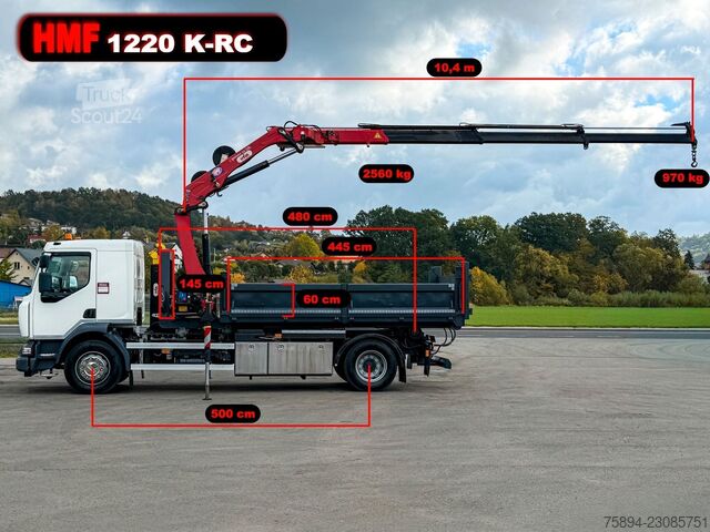 Āķa konteineru automašīna RENAULT D 18 * ABROLLKIPPER + HMF 1220 K-R * TOP!
