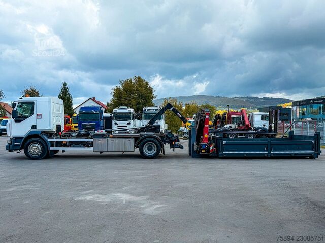 Āķa konteineru automašīna RENAULT D 18 * ABROLLKIPPER + HMF 1220 K-R * TOP!