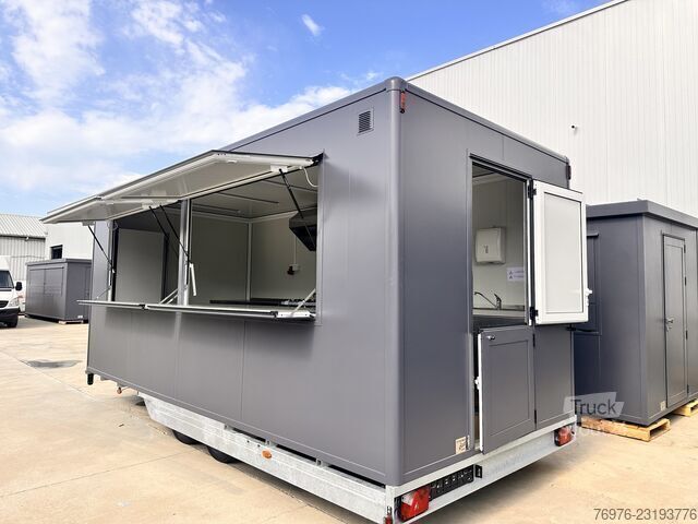 Mobile Shop/ Food Truck Voll ausgestatteter Gastro-Contrailer (Hydraulik-Absenkbar) | Profi-Küche NEU